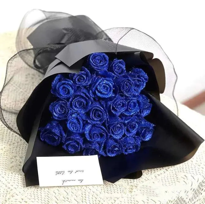 Artificial Glittering Flower Rose Bouquet